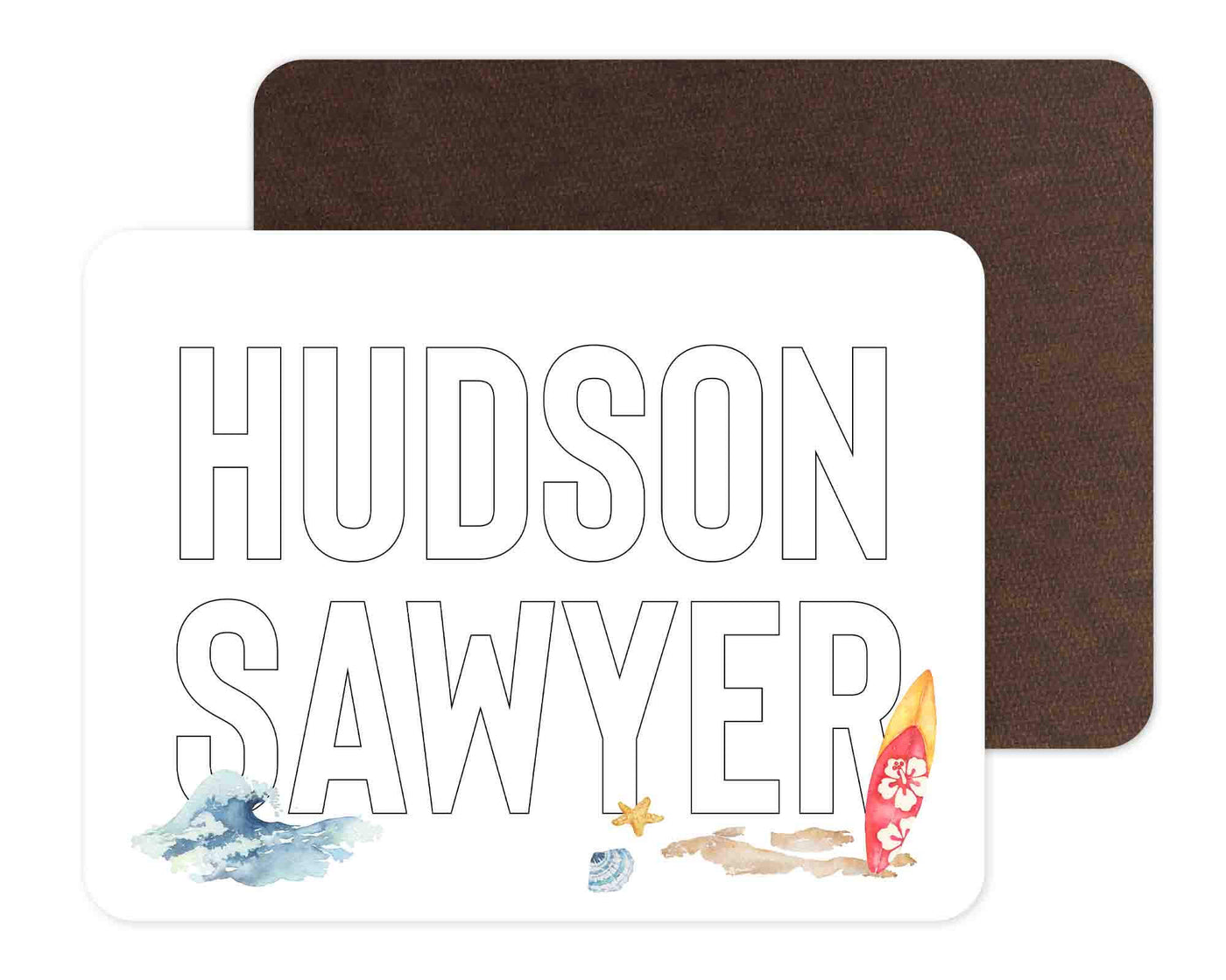personalized name whiteboard surf themed 