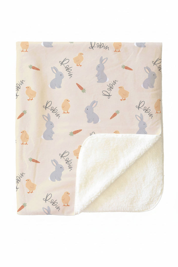 neutral easter sweet peep personalized sherpa blanket for kids 
