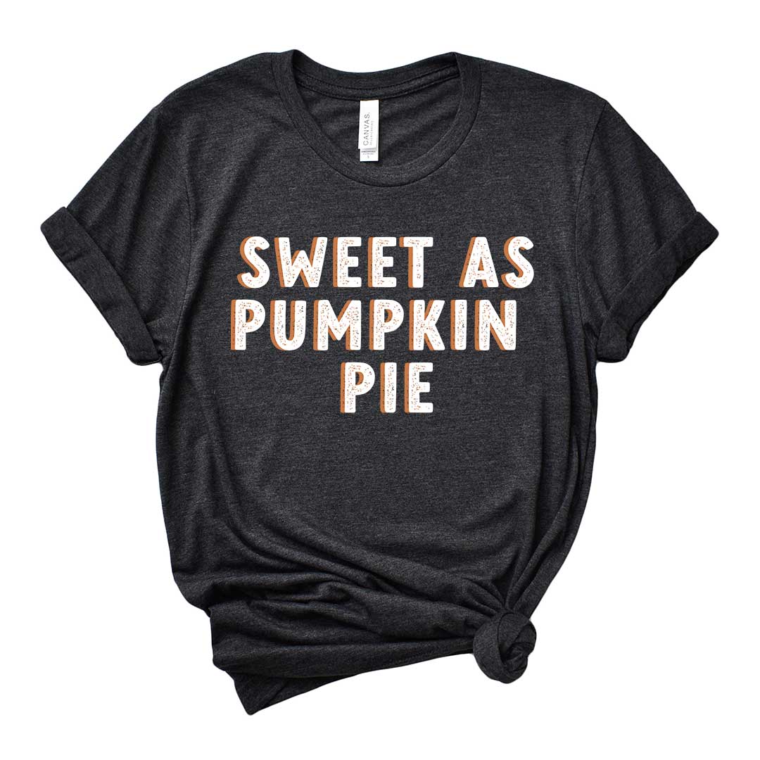 Sweet As Pumpkin Pie Adult Graphic Tee | Dark Grey Heather