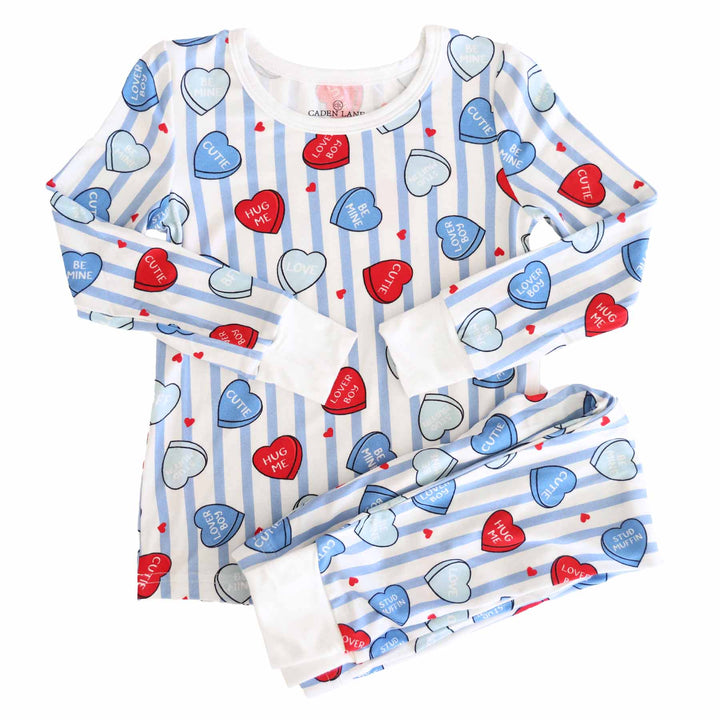 sweet like candy blue bamboo two piece pajama set for boys 