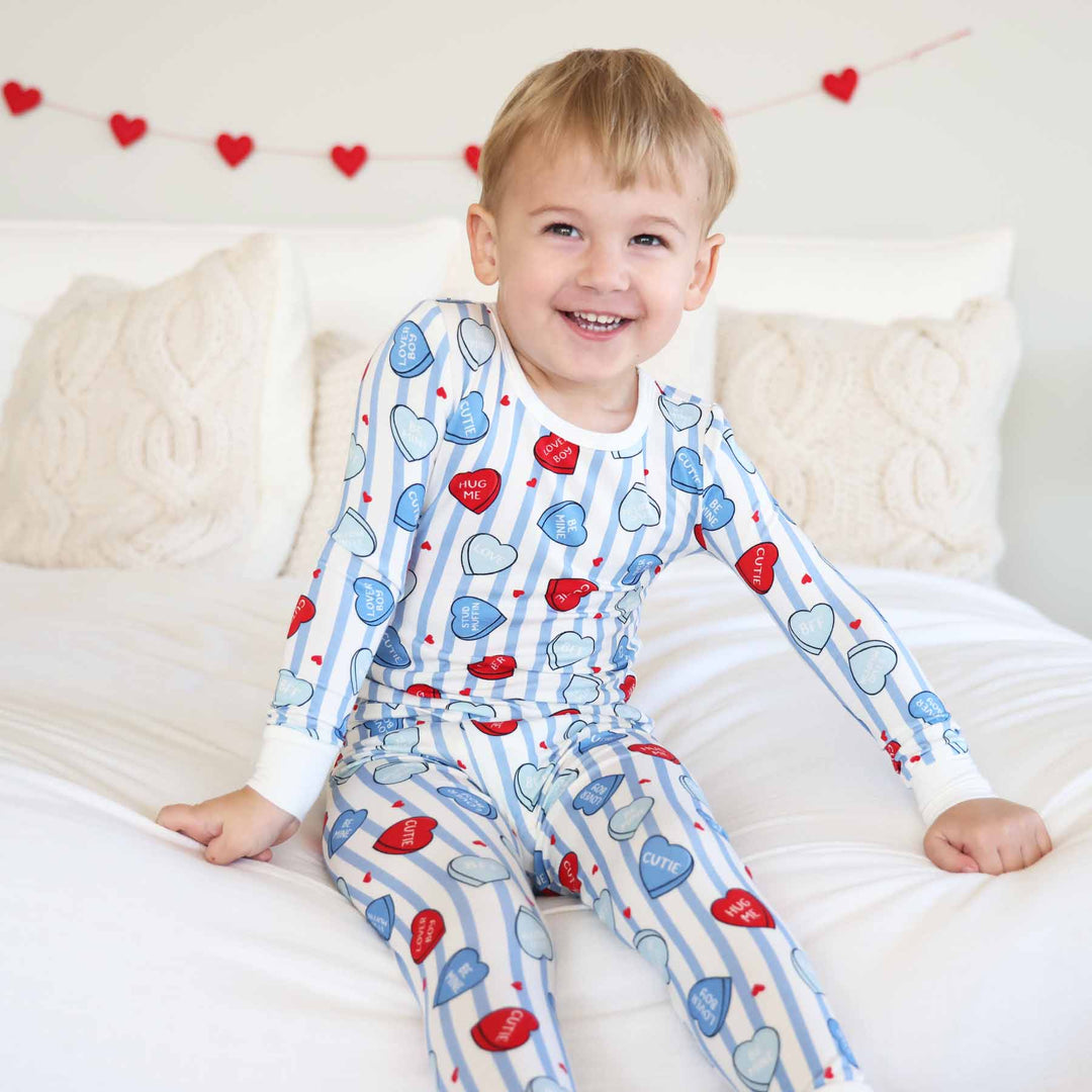candy heart valentine's day pajama set for boys 