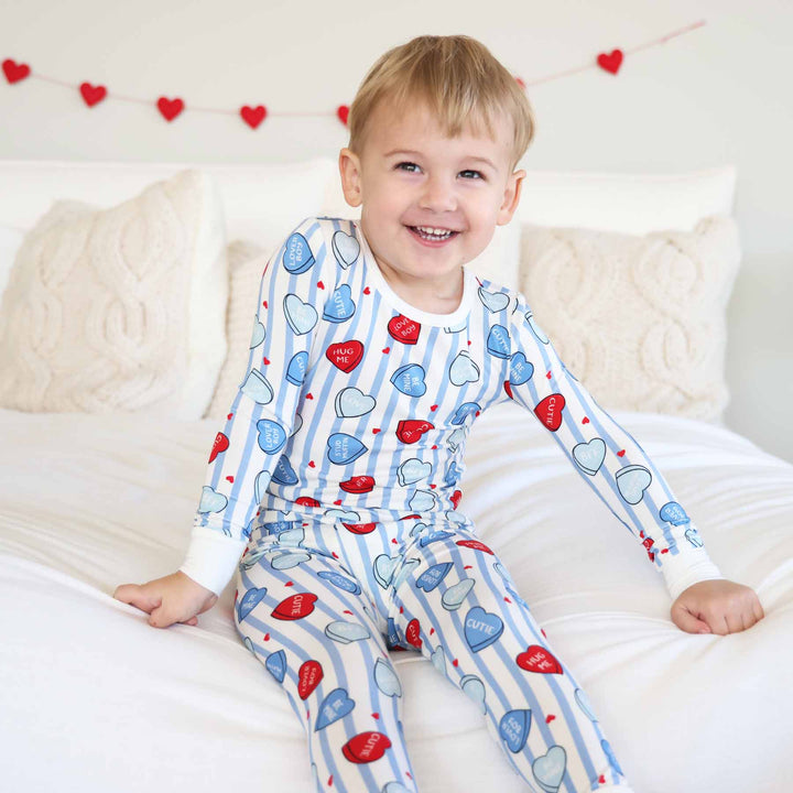 candy heart valentine's day pajama set for boys 
