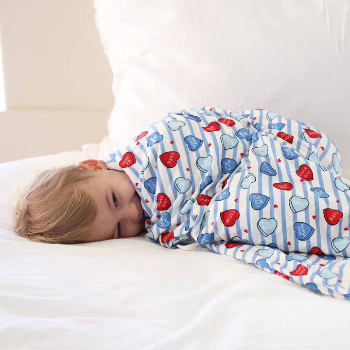 sweet like candy blue double sided bamboo blanket for boys 
