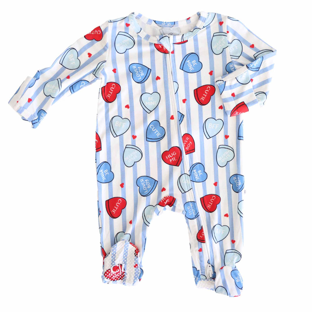 sweet like candy blue baby zipper footie 