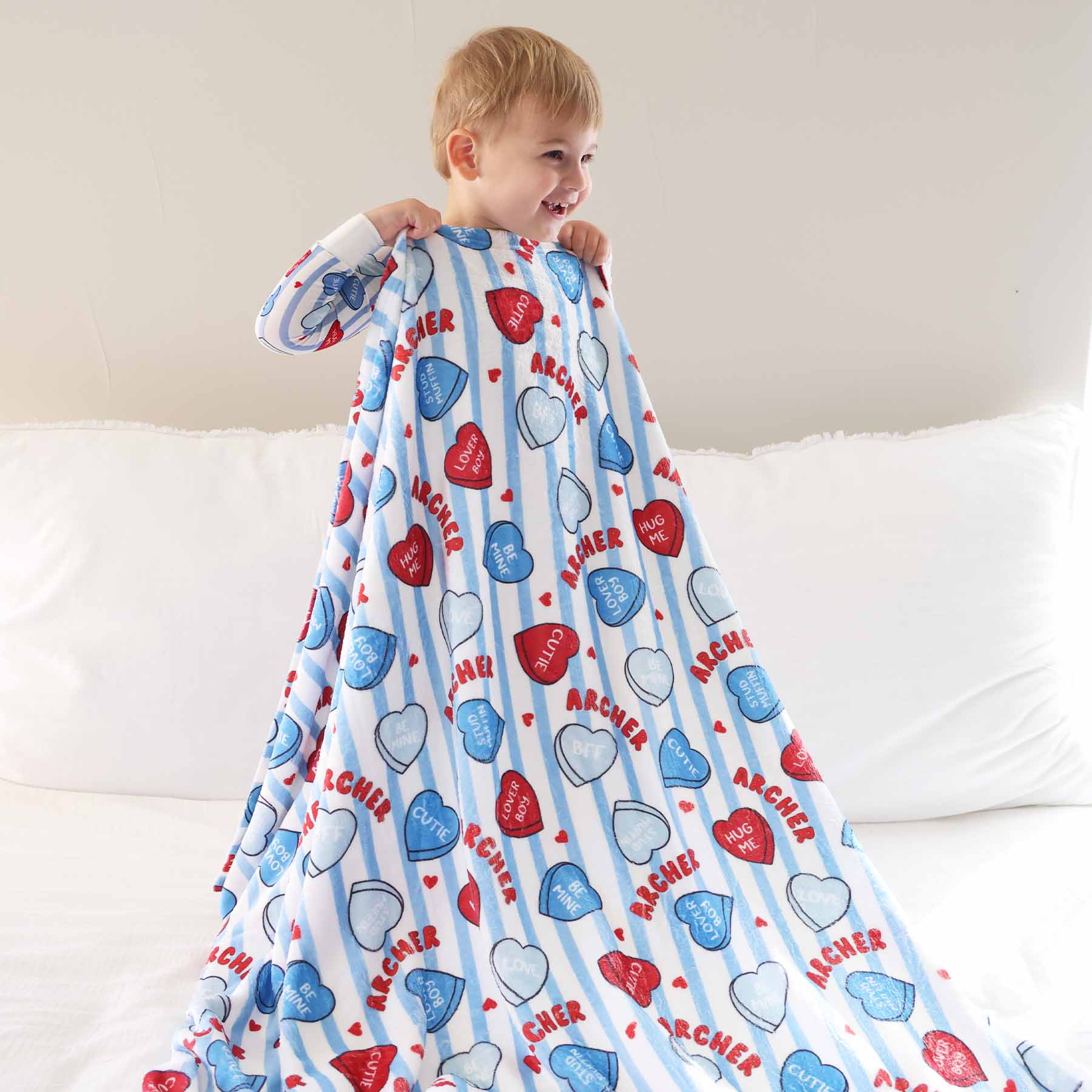 Sweet Like Candy Personalized Kids Blanket | Blue
