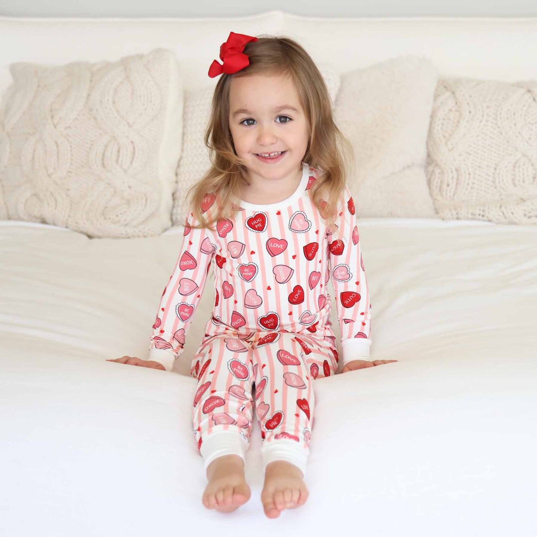 sweet like candy pink two piece pajama set for girls 