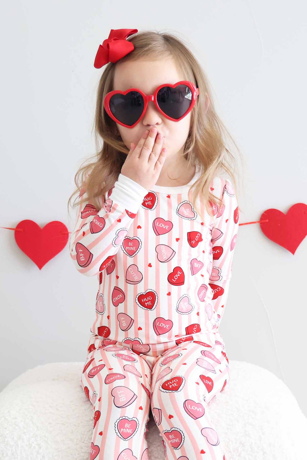 sweet like candy pink two piece pajama set for kids 