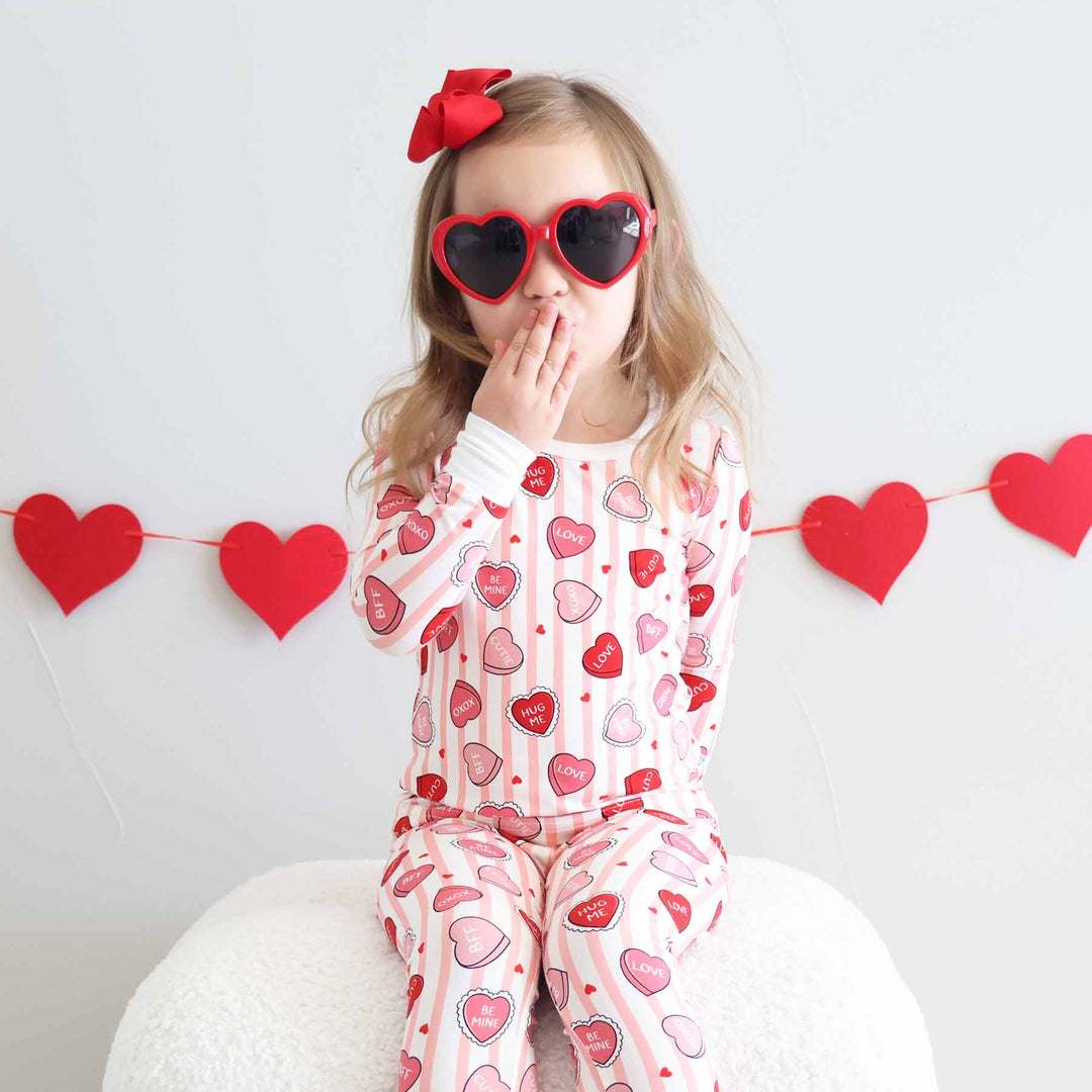 sweet like candy pink two piece pajama set for kids 