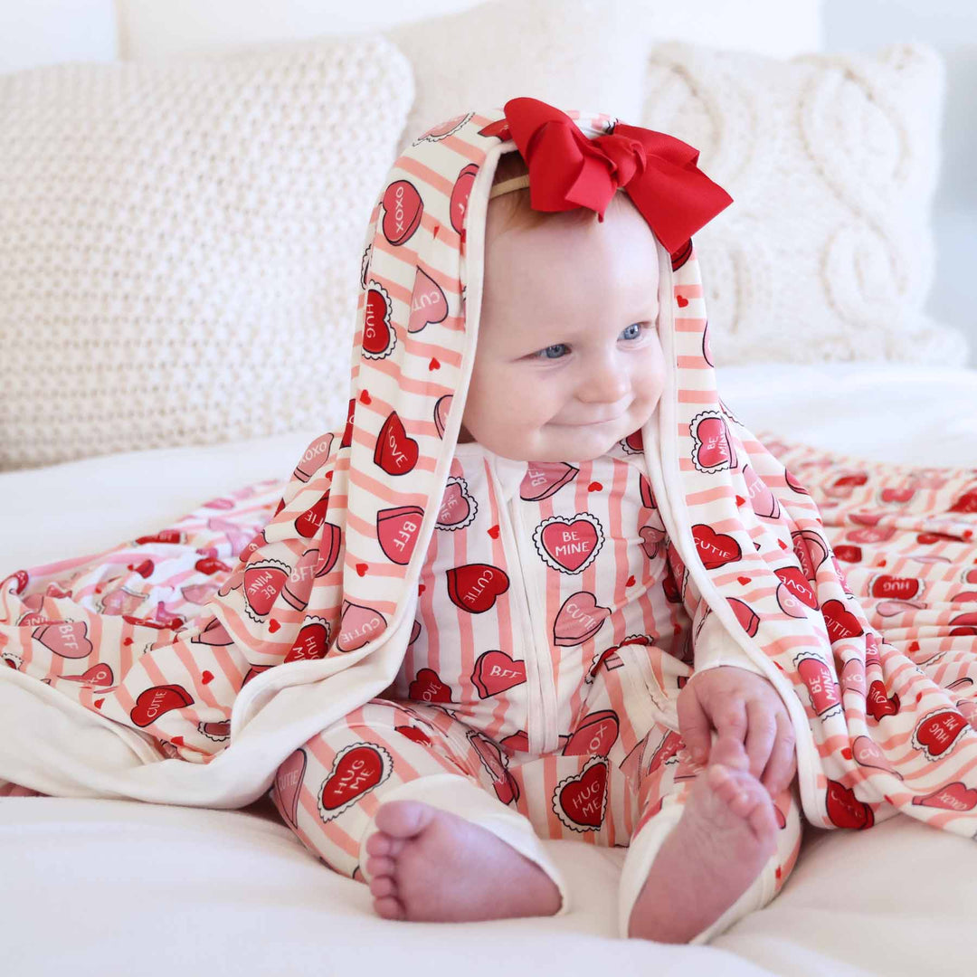 sweet like candy valentine's day bamboo blanket for kids 