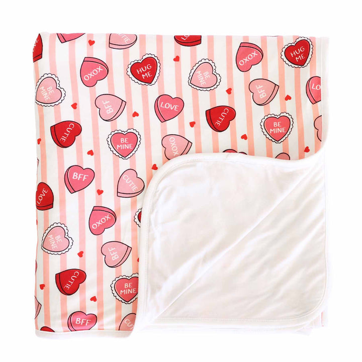valentine's day reversible candy heart blanket 