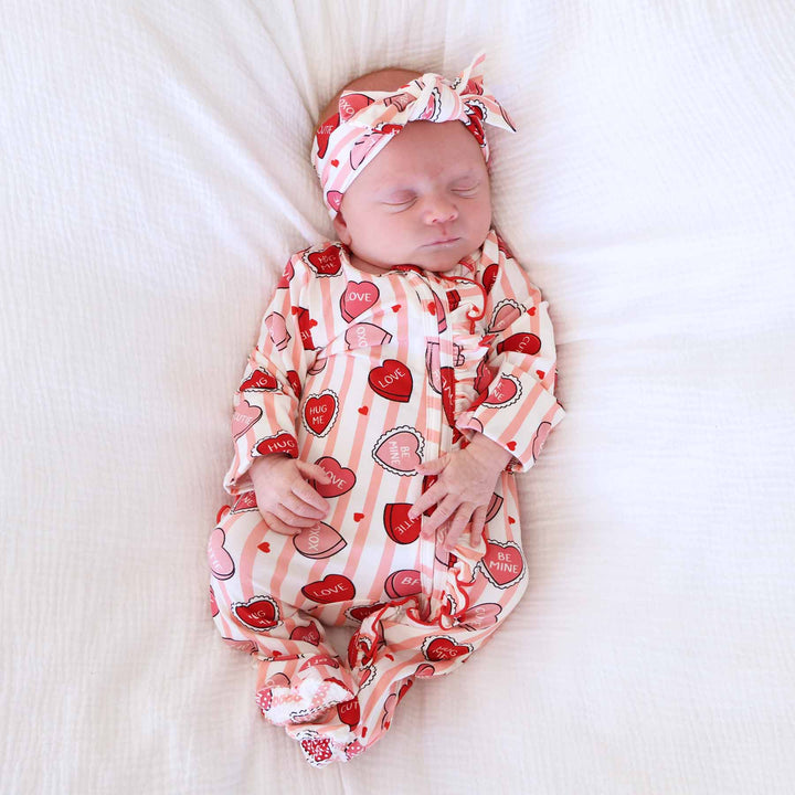 sweet like candy pink bamboo ruffle zipper footie pajama for baby girls 