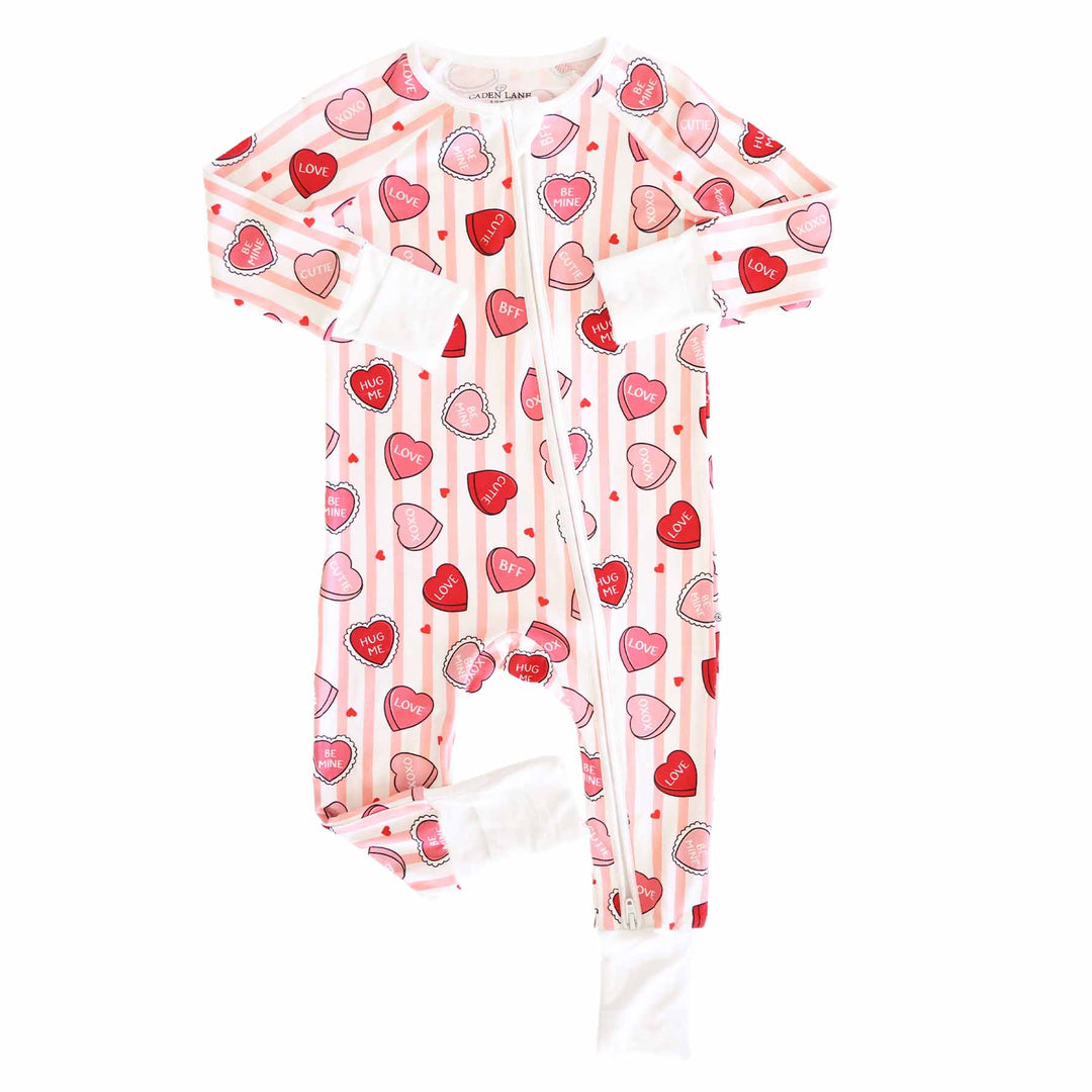 sweet like candy pink bamboo viscose convertible zip romper pajama for babies and toddlers 