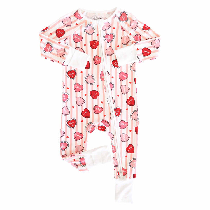 sweet like candy pink bamboo viscose convertible zip romper pajama for babies and toddlers 