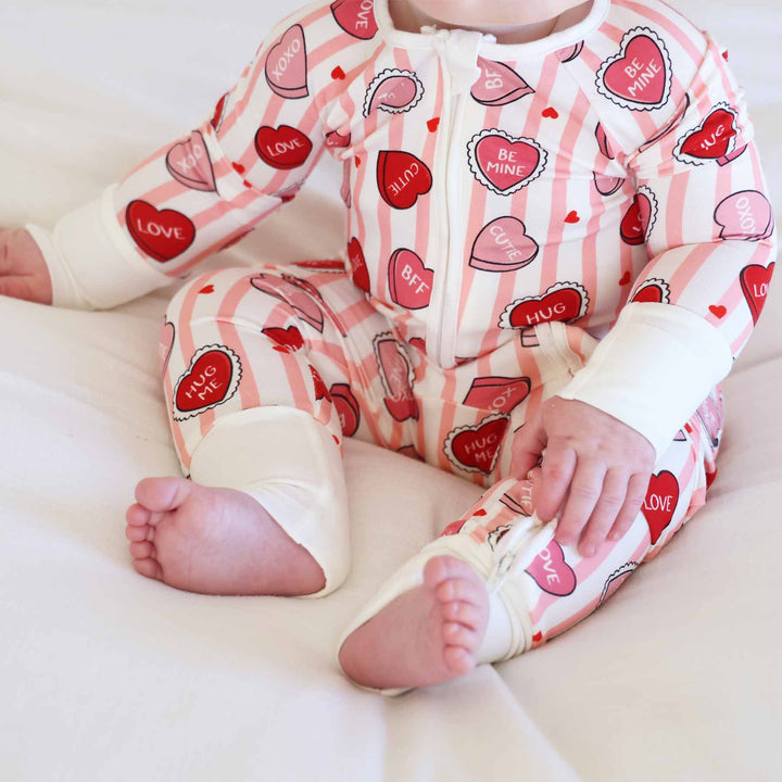 flip mitt and footie convertible zip romper pajama sweet like candy pink