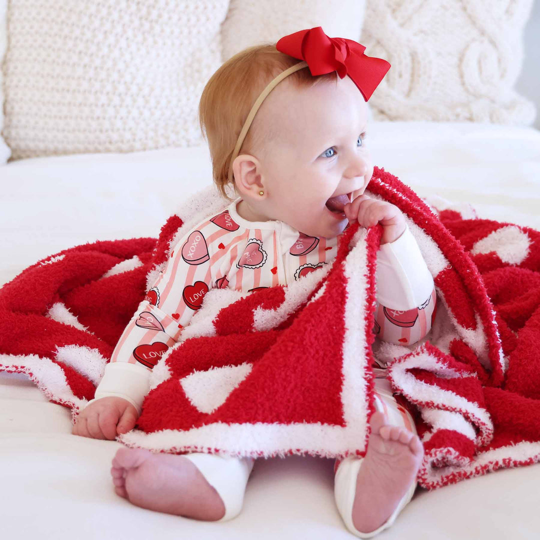 red heart cuddlelane luxe blanket for babies and toddler valentine's day gender neutral 