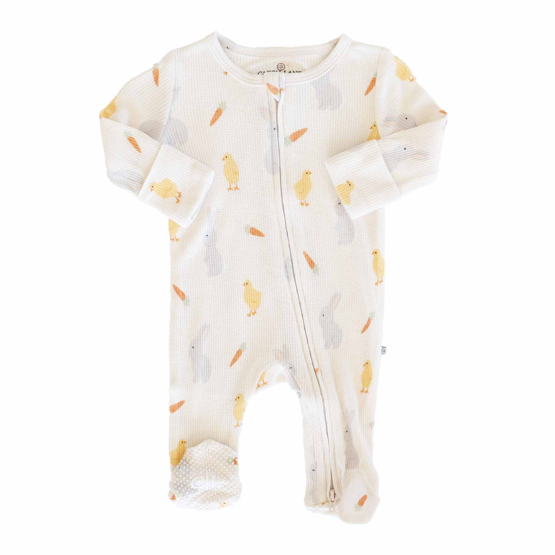 flat lay of sweet peep footie