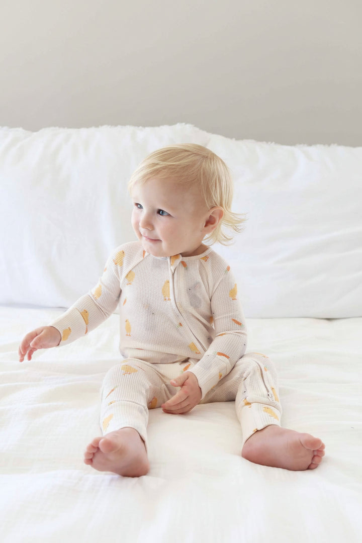 neutral easter bamboo waffle zip romper pajama family matching pajamas 