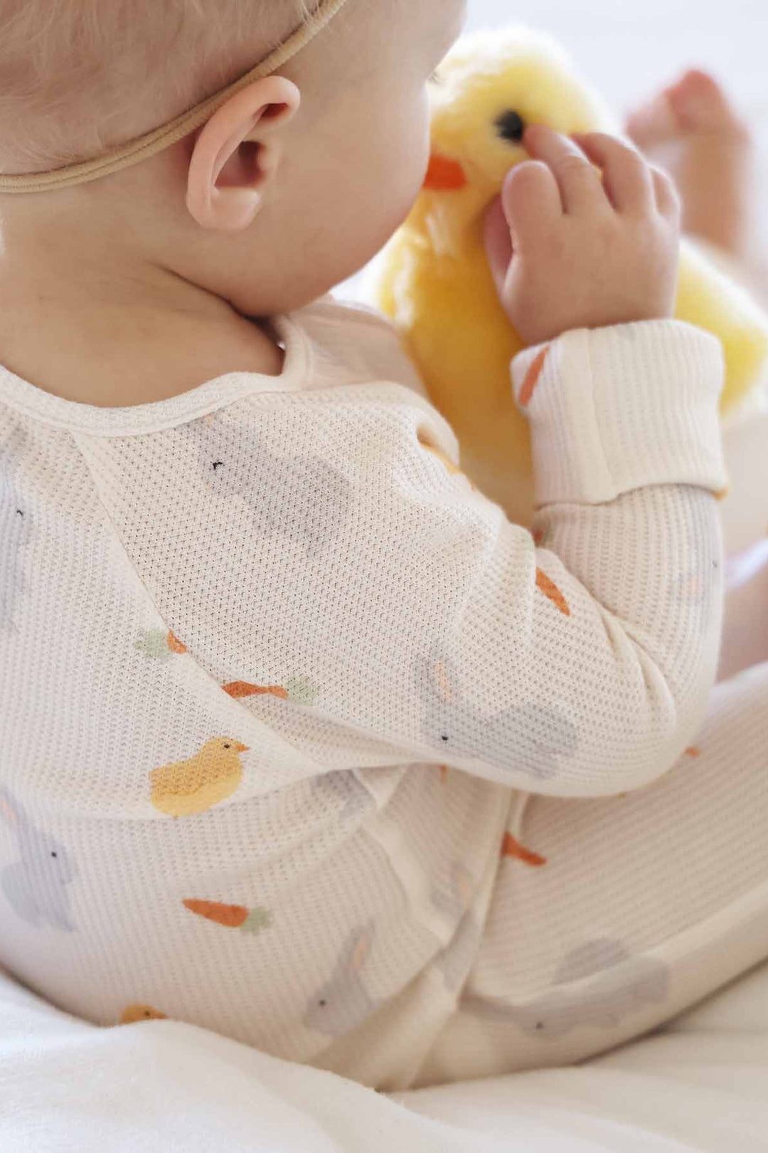 sweet peep bamboo waffle zip romper pajama for baby and toddlers gender neutral