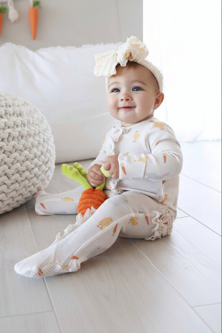 sweet peep bamboo waffle ruffle zipper footie easter sibling matching pajamas 