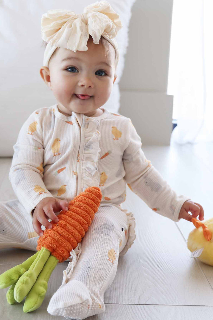 sweet peep bamboo waffle ruffle zipper footie gender neutral easter pajama 