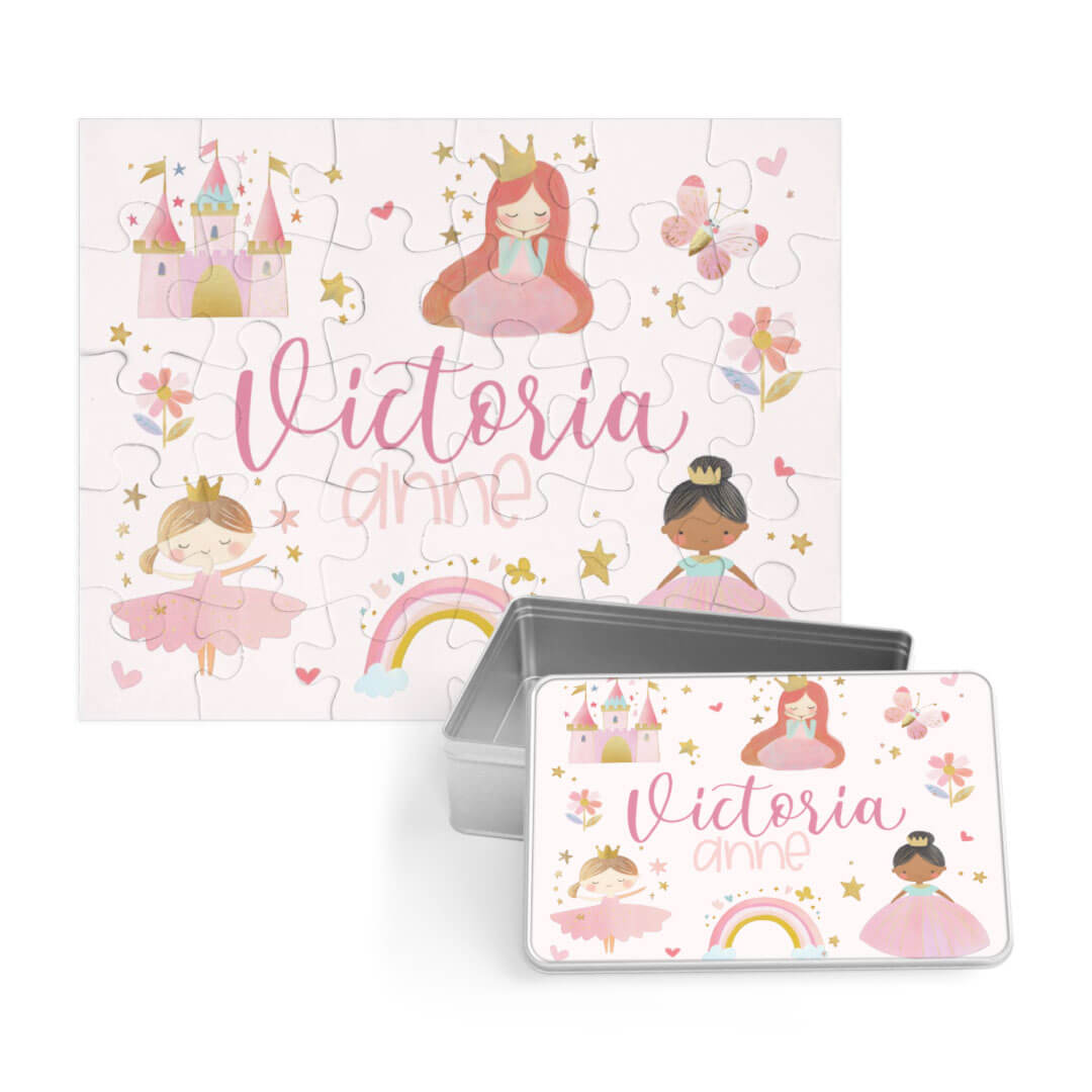sweet princess personalized kids puzzle with matching tin