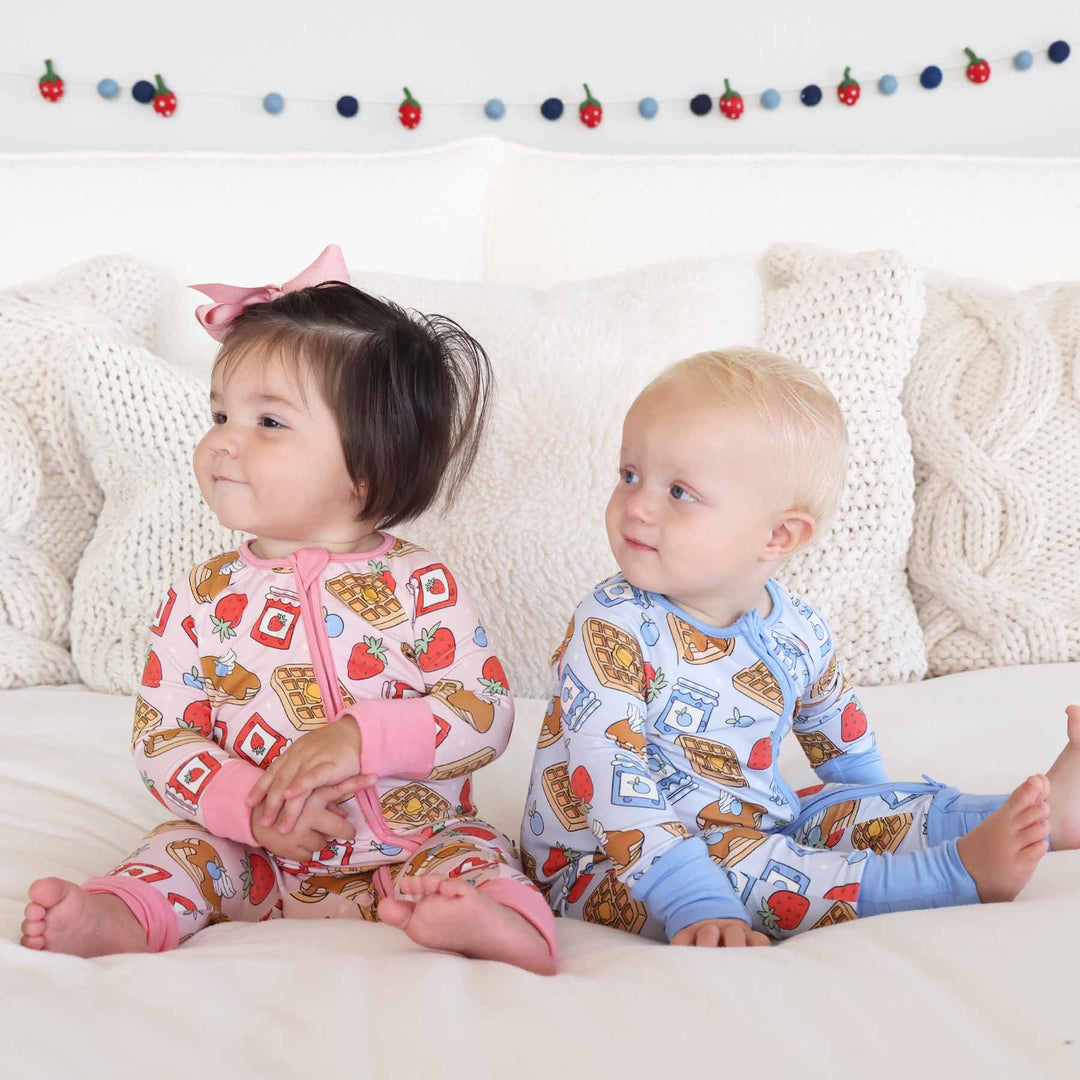 family matching breakfast pajama romper for babies and toddlers 