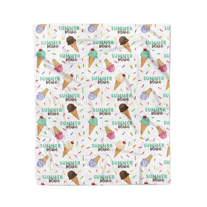 ice cream personalized toddler blanket 