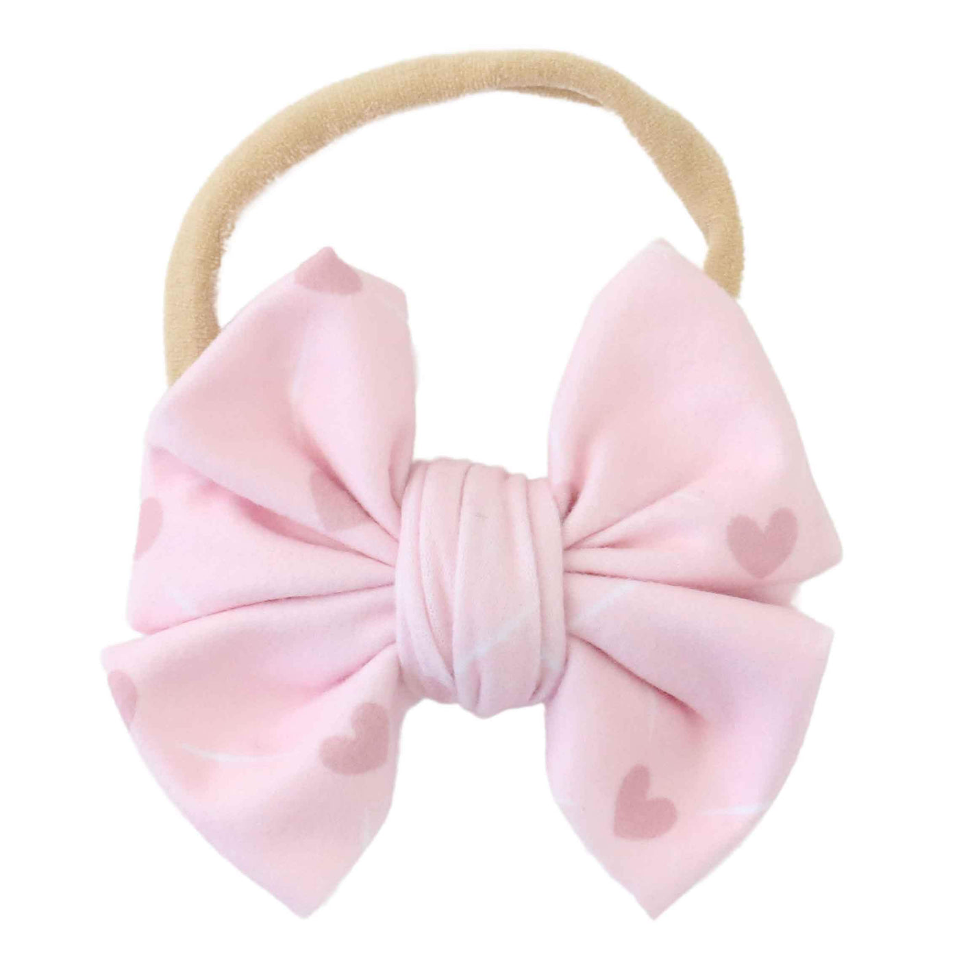 pink heart knit bow headband 