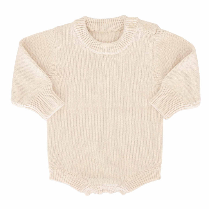long sleeve neutral sweater romper for babies 