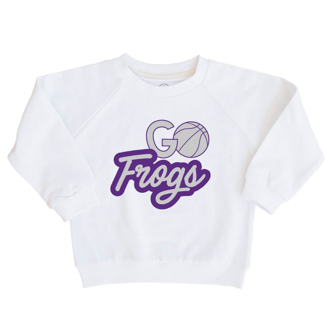 tco go frogs basketball kids graphic sweatshirt
