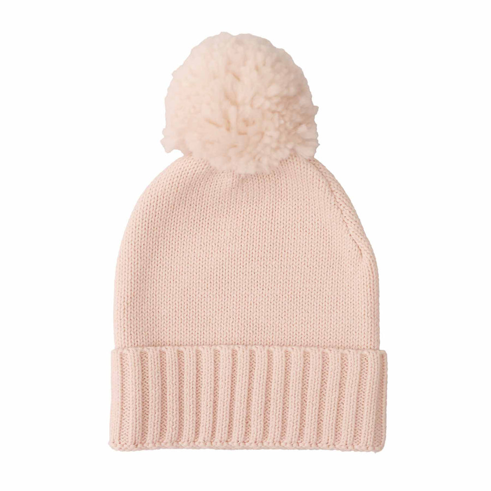 light pink knit sweater pom pom beanie for babies 