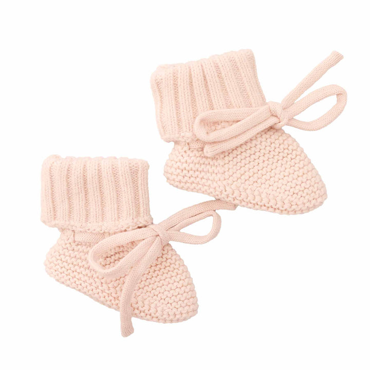 light pink bow baby booties 