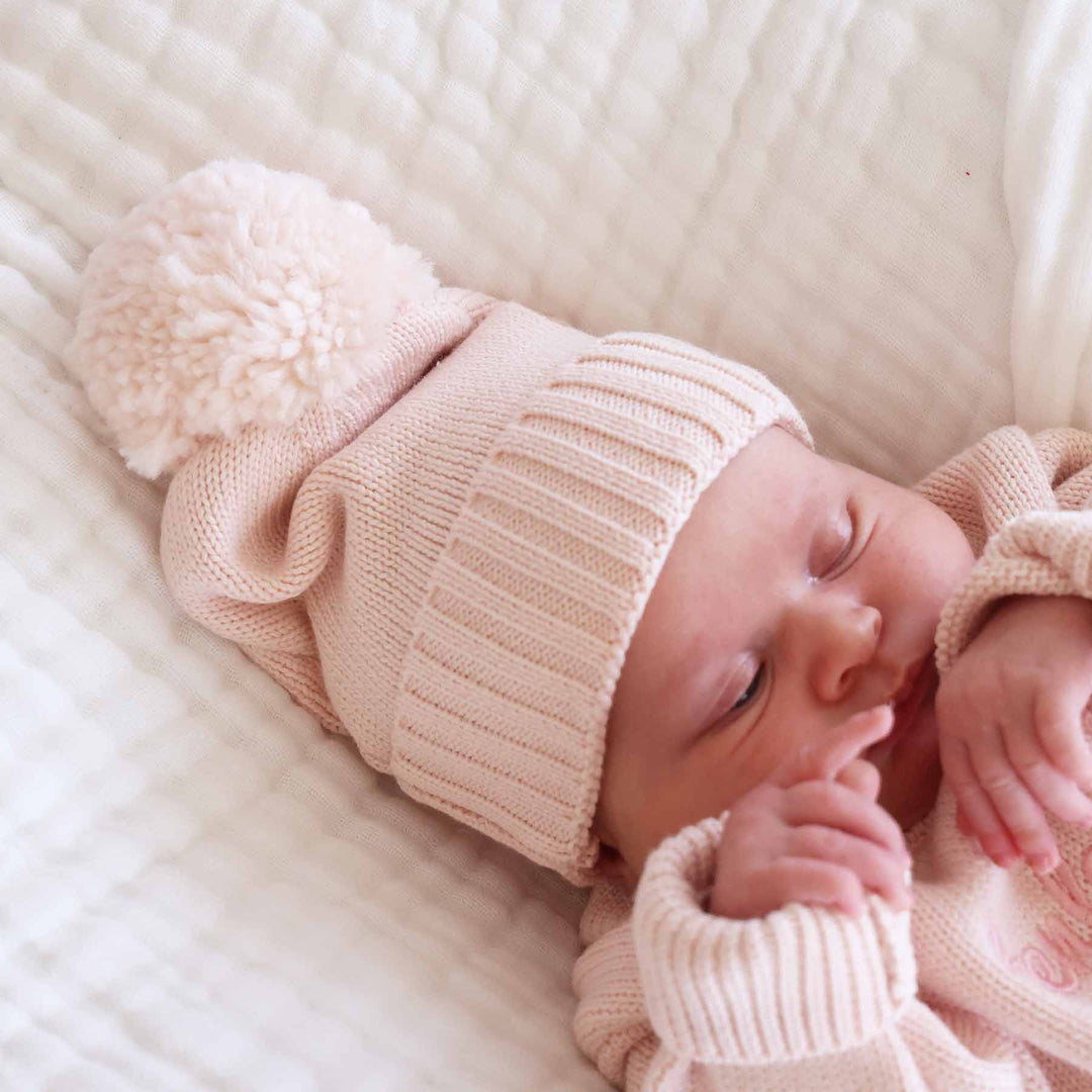 tea rose knit sweater hat for babies 