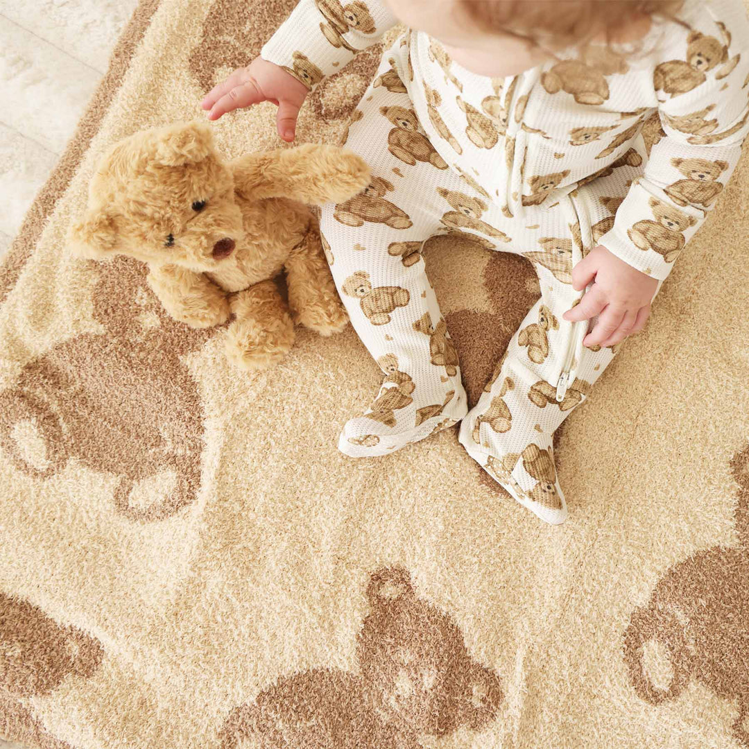 brown teddy bear cuddlelane blanket 