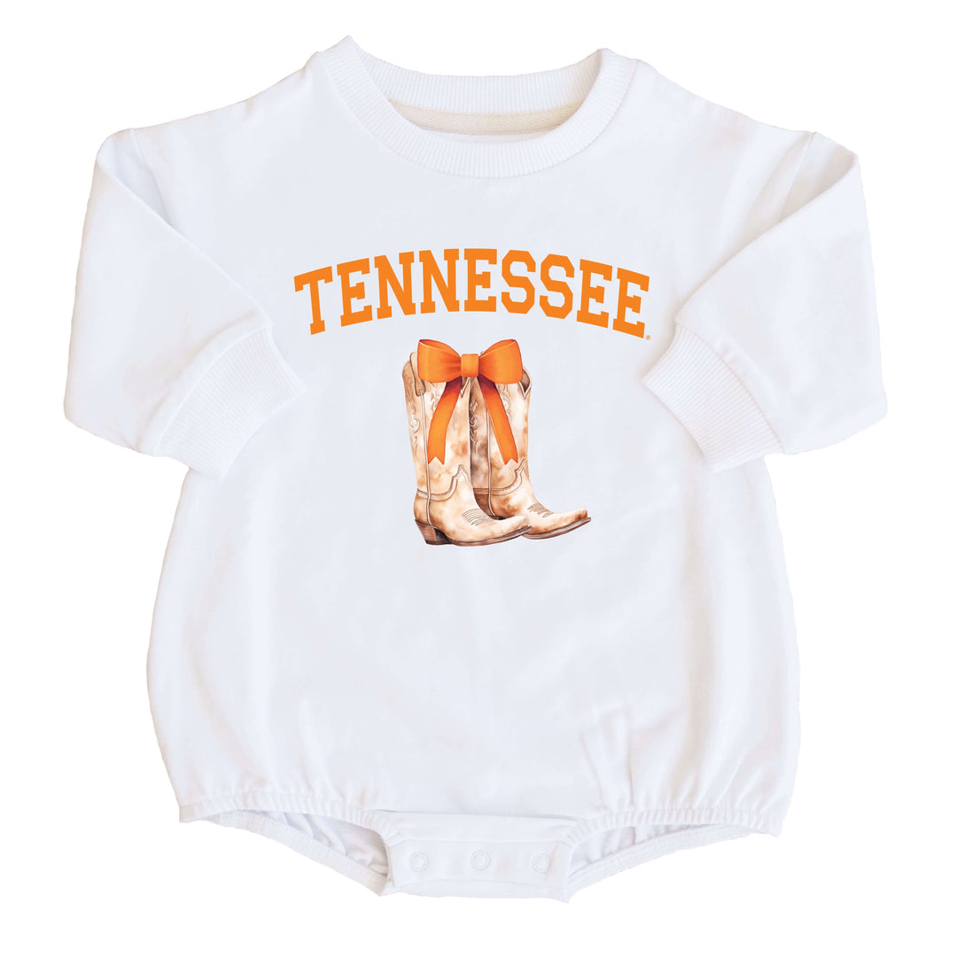 University of Tennessee | Footballs & Bows Graphic Sweatshirt Bubble Romper