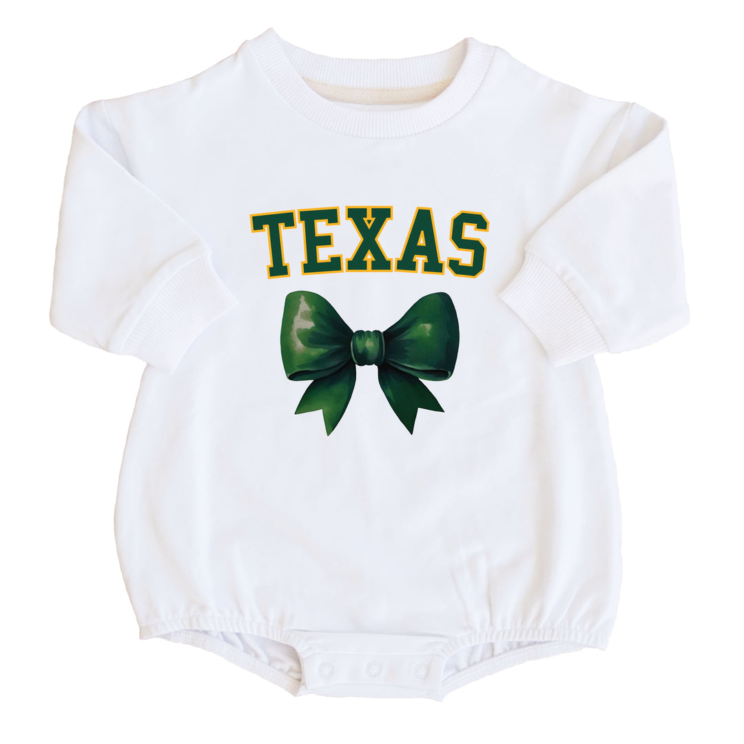 Baylor University | Footballs & Bows Graphic Sweatshirt Bubble Romper