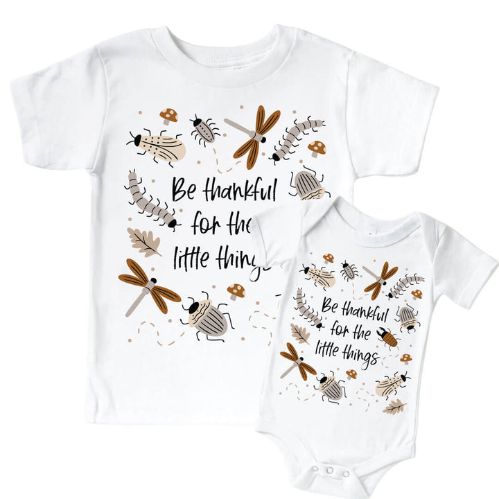 be thankful for the little things graphic tee and bodysuit 