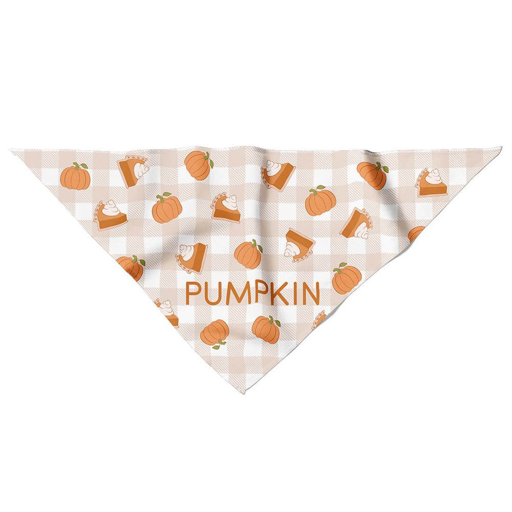 pumpkin and pie personalized pet bandana for thanksgiving