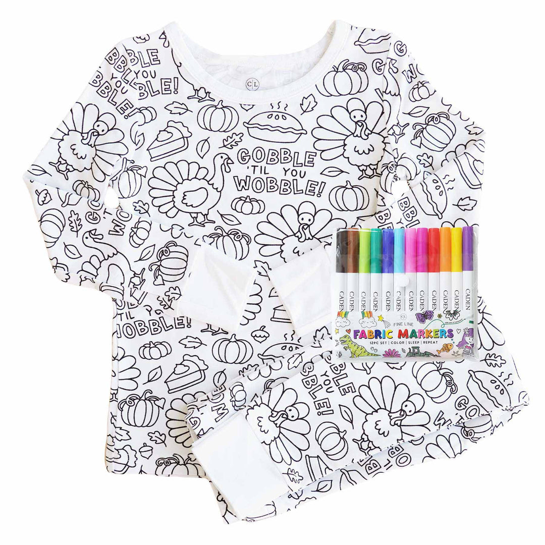 thanksgiving colorable pajamas for kids