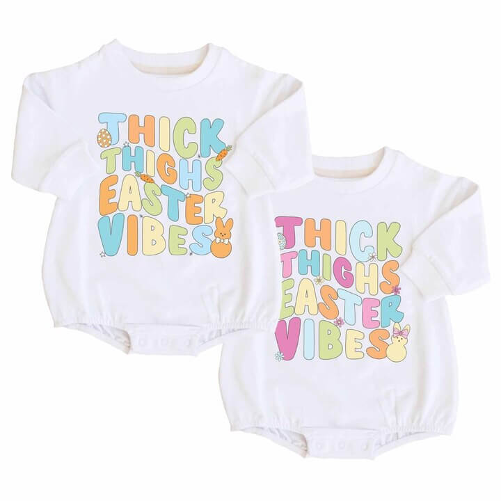thick thigh easter vibes sweatshirt bubble romper 