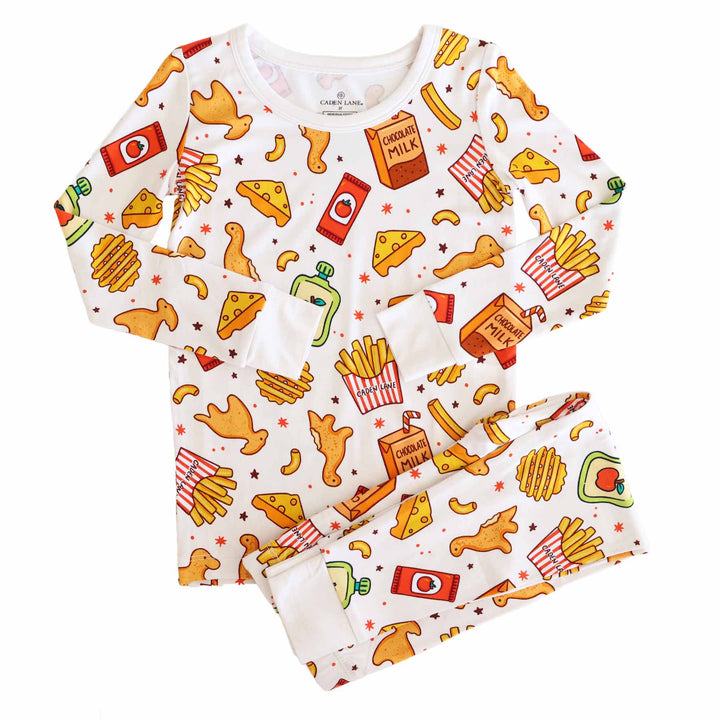 fast food themed bamboo viscose two piece pajama set for kids 