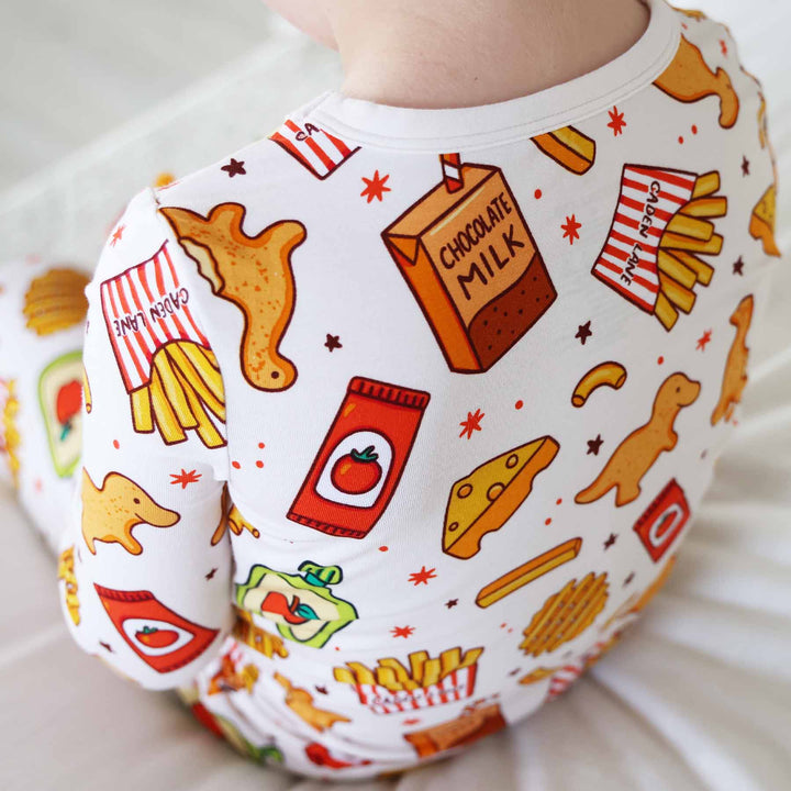 gender neutral fast food print pajamas for kids 