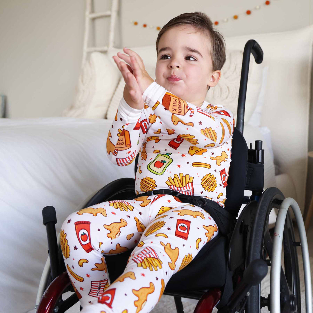 applesauce, ketchup, chicken nugget, fry and more kids two piece pajama set 