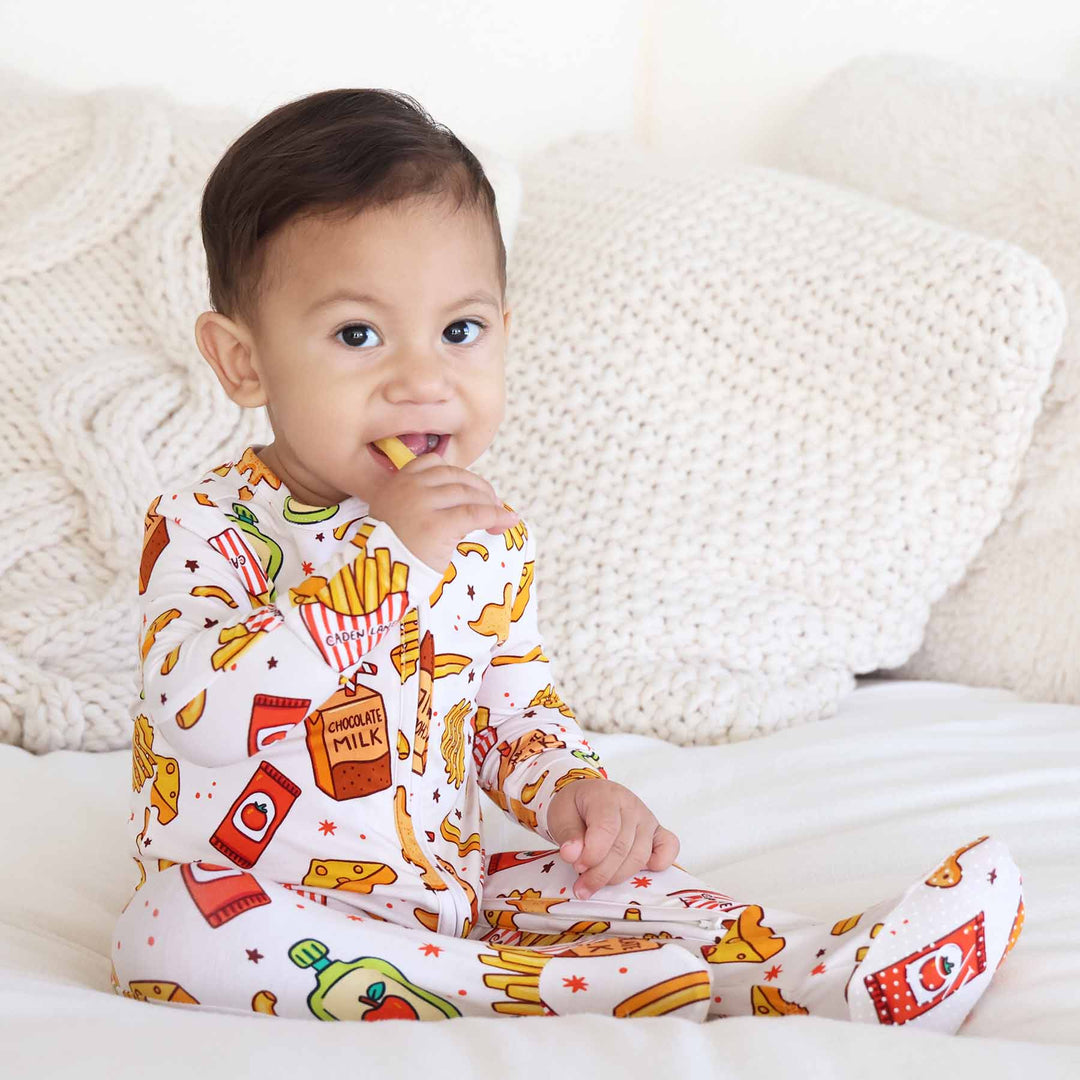 fast food themed baby zipper footie pajama 