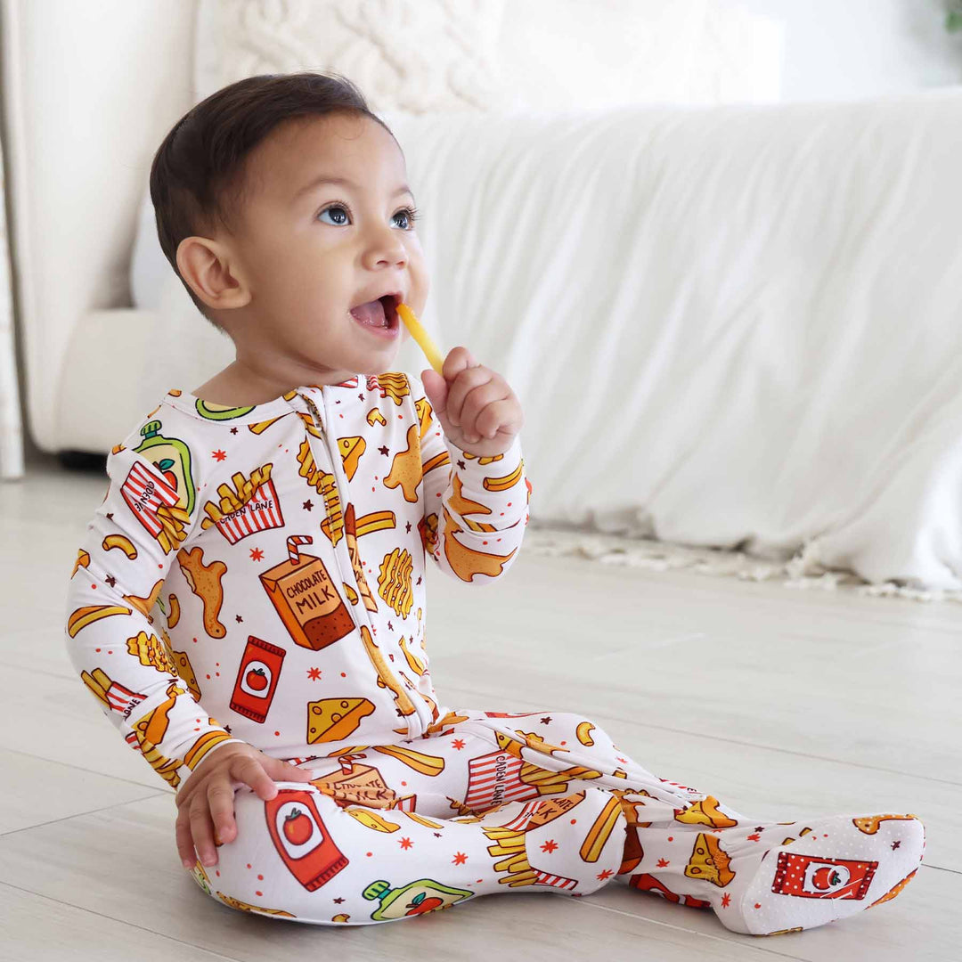 tiny bites bamboo viscose baby zipper footie pajama 