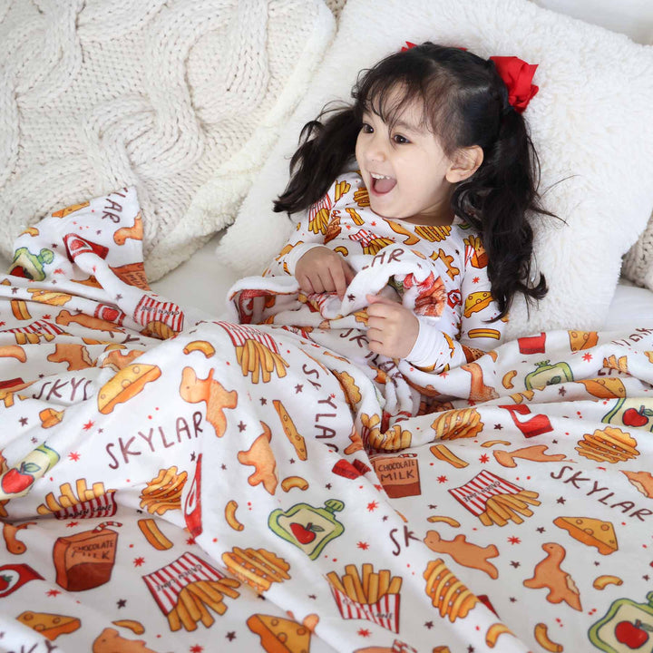 snack personalized blanket for kids 