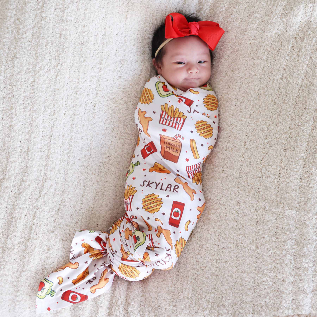 tiny bites personalized swaddle blanket for babies 