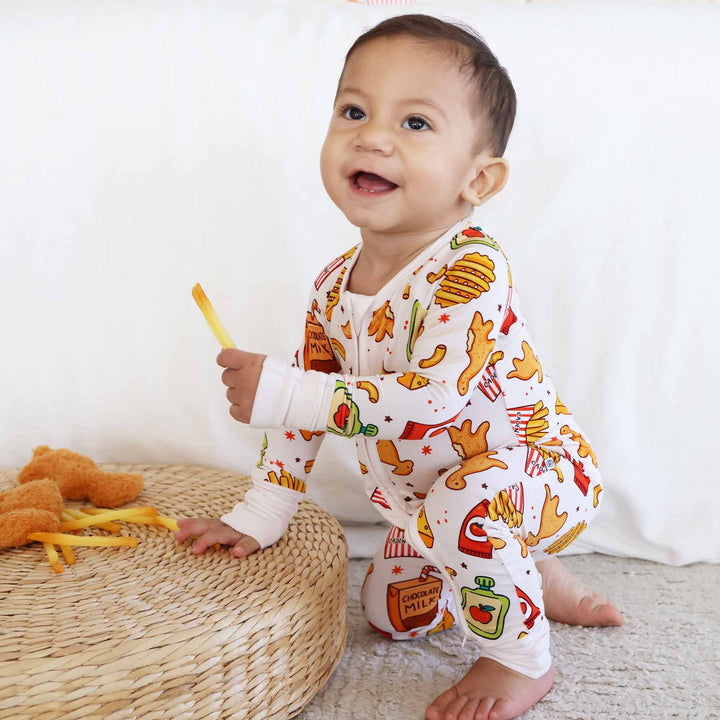 tiny bites zip romper pajama gender neutral