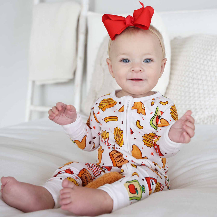 gender neutral baby pajamas with food print 