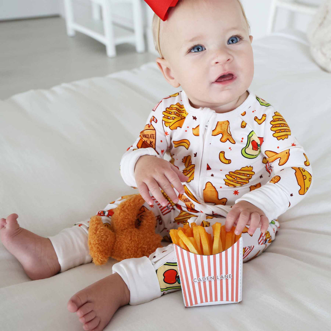 baby's favorites foods convertible zip romper pajama in bamboo viscose fabric 